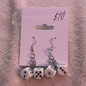 Cute Handmade White Dice Bundle Earrings || Woman’s jewelry